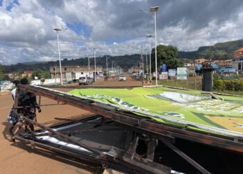 FALLEN BEE-INFESTED BILLBOARD POSES DEADLY THREAT TO PEDESTRIANS IN KAPCHORWA